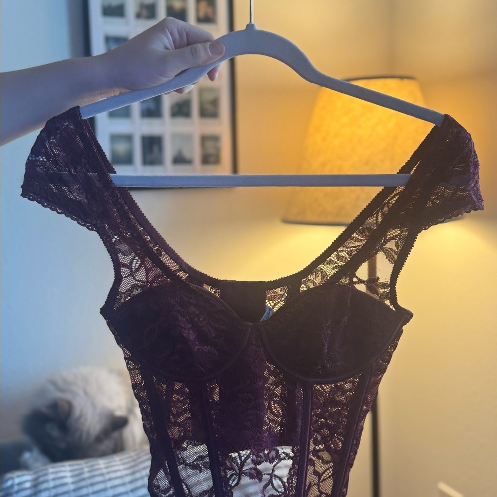 Elegant Lace Bodysuit in Deep Red
